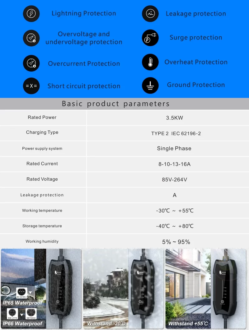 FEYREE 3.5kW 16A Tip-2 ŞARJ ÜNİTESİ