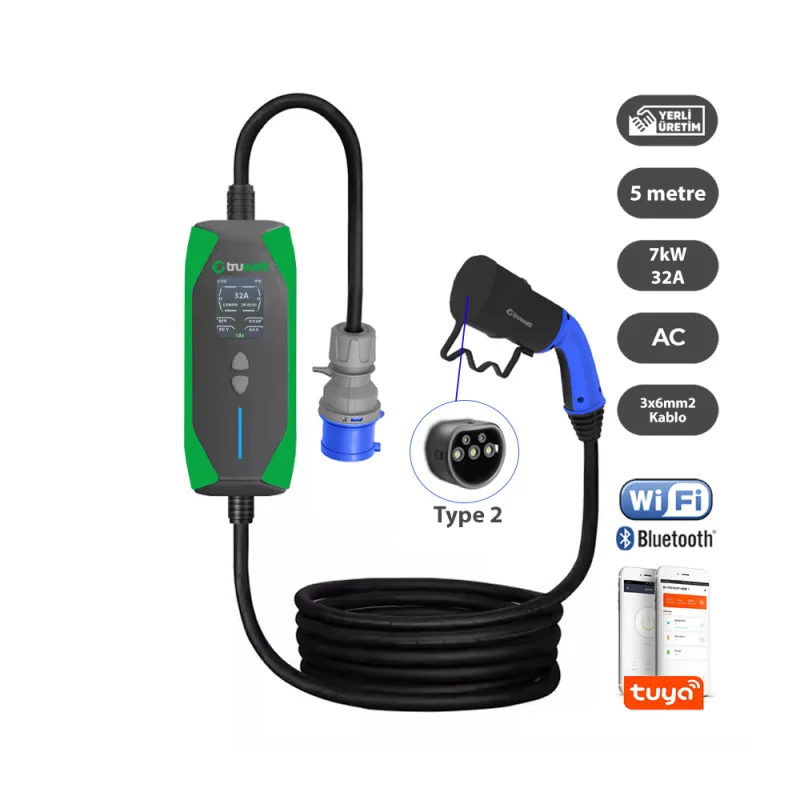 TRUWATT 7kW 32A Monofaz Tip-2 ŞARJ ÜNİTESİ