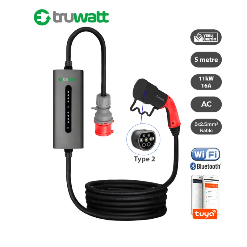 TRUWATT 11kW 16A Trifaz Tip-2 ŞARJ ÜNİTESİ