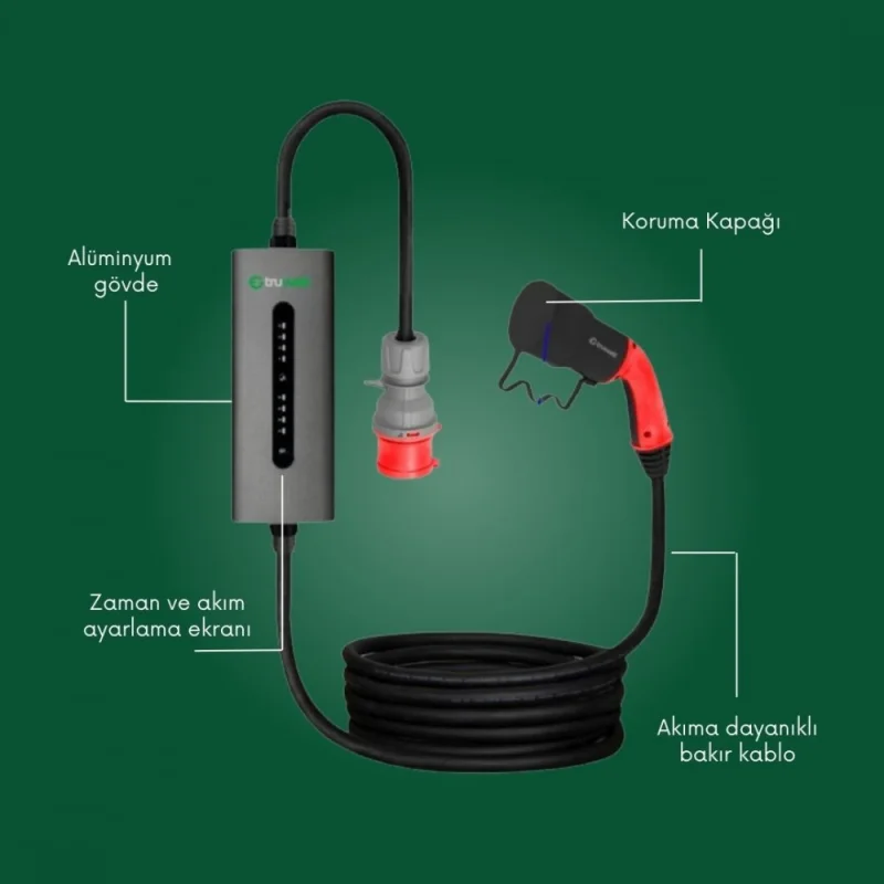 TRUWATT 11kW 16A Trifaz Tip-2 ŞARJ ÜNİTESİ
